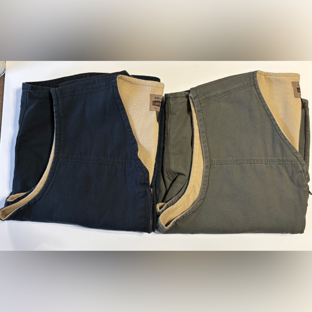 Cold Storage Green And Blue
Fleece Lined Zip Front Cotton Vest Men's Size 2XL